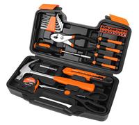 Ensemble d'outils manuels de 39 pièces avec mallette - Ensemble d'outils compact pour bricoleurs, idéal pour les travaux de rénovation à domicile. Ensemble d'outils ménagers pour une utilisation à la