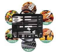 Ensemble d'outils pour Barbecue en acier inoxydable, brosse d'extérieur de haute qualité, 21 pièces/ensemble ustensiles de cuisson, spatule, fourchette, pince, couteau