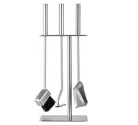 Ensemble d'outils pour cheminée, 3 pièces, en acier inoxydable, avec support carré