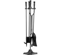 Ensemble d'outils pour cheminée, ensemble de 5 outils pour cheminée et support à cinq branches, pince, pelle à cendres, brosse, tisonnier, accessoires en fer forgé pour cheminée, pour feu de camp inté
