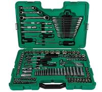 SATA ST09510SJ Lot de 150 clés à douille métriques/SAE 1/4", 3/8" et 1/2", 6 et 12 points, polies, dans un étui de rangement, vert