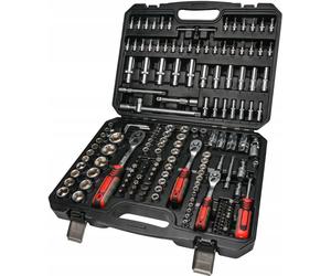 Ensemble d'outils Schmith : jeu de clés à douille, coffret à cliquet, coffret à clés à cliquet, 1/4", 3/8", 1/2", 182 pièces. Outils professionnels pour l'atelier, les bricoleurs et les mécaniciens