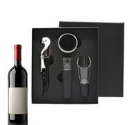Ensemble d'ouverture du vin - tire-bouchon en acier inoxydable de 6 pouces | Kit d'ouvre-bouteille ABS - bouchon à vide, anneau de vin et dispositif de versement pour la cuisine, le bar, le restaurant