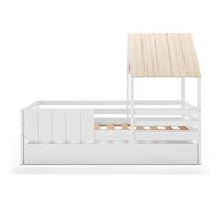 Ensemble du lit cabane pour enfant en bois coloris blanc avec tiroir intégré, couchage 90 x 190 cm