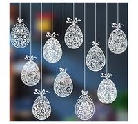 Ensemble d'œufs de Pâques décoratifs à fixation statique Effet suspendu Autocollant de fête par Stickers4., Lot de 10