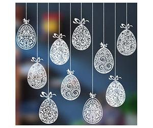 Ensemble d'œufs de Pâques décoratifs à fixation statique Effet suspendu Autocollant de fête par Stickers4., Lot de 10