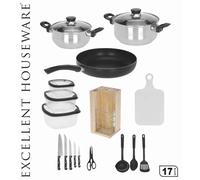 Ensemble d'ustensiles de cuisine Excellent Houseware, en acier inoxydable, 18 pièces, multicolore