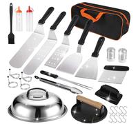 Ensemble d'ustensiles pour barbecue - Accessoires pour barbecue - 29 pièces - Acier inoxydable - Presse à burgers - Pince à retourner - Cloche à barbecue - Accessoires pour plancha