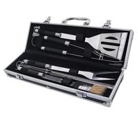 Ensemble d'ustensiles pour barbecue - Outils pour grill - 9 pièces - Acier inoxydable - Étui de rangement - Adapté au contact alimentaire