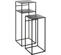 Ensemble élégant Azomor composé de deux tables d'appoint en métal noir, adapté à tous les intérieurs