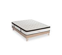 Ensemble Emeraude 180x200 cm + sommier bois - Mousse mémoire - Ep. 24 cm