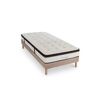 Ensemble Emeraude 90x190 cm + sommier bois - Mousse mémoire - Ep. 24 cm