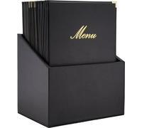 Ensemble en cuir Securit Classic avec 20 porte-cartes de menu, 4 x A4 dans 1 boîte (incluant 1 double insert)