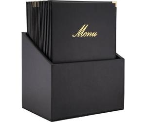 Ensemble en cuir Securit Classic avec 20 porte-cartes de menu, 4 x A4 dans 1 boîte (incluant 1 double insert)