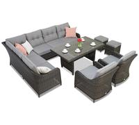 Ensemble en résine tressée avec canapé d'angle Toledo Comida 7 anthracite Garden Point