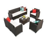 Ensemble en résine tressée avec table basse Nebraska Coffee 7 Bica marron