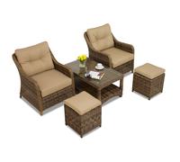 Ensemble en résine tressée Toledo Terrace avec pouf marron Garden Point