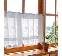 Ensemble en velours jacquard transparent - Ensemble de bistrot à motifs floraux - 1 pièce - Blanc - 100 x 120 cm