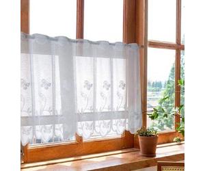 Ensemble en velours jacquard transparent - Ensemble de bistrot à motifs floraux - 1 pièce - Blanc - 100 x 120 cm