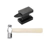 Ensemble enclume et marteau en fonte pour fabrication de bijoux DIY | Cet ensemble de façonnage en métal fournit une base stable et un marteau pour un travail précis de bijoux.