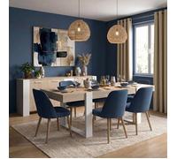 Ensemble enfilade + table LOFT - PARISOT - Chêne et blanc- 3 portes - 8 personnes