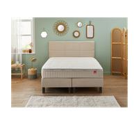 Ensemble boxspring surmatelas + matelas + sommier + tête de lit + pieds Epeda ENCHANTEUR Chenille lin 2x90x200 G