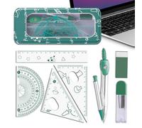 Ensemble et rapporteur, 8 pièces, réutilisables, incassables, | Outils de mathématiques géométriques pour école secondaire, collège, universit arçons, filles, adolescents