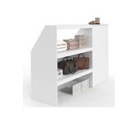 Ensemble étagère 2 niveaux + armoire 2 portes sous pente TOMI blanc