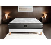 Ensemble Exclusive 160 x 200 cm sommier Kit Blanc - 22cm - Ressorts ensachs et mmoire de forme - Equilibr - Sommier kit Blanc