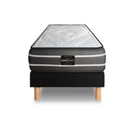 Ensemble Exclusive 90 x 190 cm sommier Kit Noir - 22cm - Ressorts ensachs et mmoire de forme - Equilibr - Sommier kit Noir