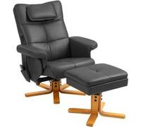 HOMCOM Fauteuil Massant avec Repose-Pied, Dossier inclinable 135°, Noir | Fauteuil Relax Salon, Coffre de Rangement, Appuie-Tête, Télécommande, Revêtement Synthétique