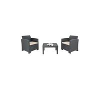 Ensemble Fauteuils et Table en Rotin Gris Bolero Gris G
