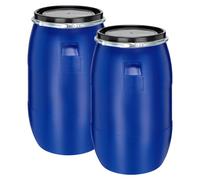 Ensemble Garronda, 2 barils de 85 litres avec couvercle et col large, en HDPE. Baril de récupération d'eau de pluie pour jardin, seau, réservoir d'eau, baril polyvalent, cuve à eau, baril pour aliment