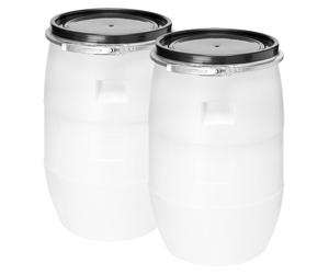 Ensemble Garronda, 2 seaux de 60 litres, col large, en HDPE. Seaux de récupération d'eau de pluie pour jardin. Seaux de 60 litres, bidons, réservoirs d'eau, récipients universels, bidons pour aliments