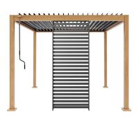 Pergola bioclimatique GAYA - Structure en aluminium et en acier - l300 x P300 x H240 cm - Aspect Bois