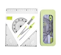 Ensemble Géométrie - Ensemble d'école de géométrie de 7 pièces, avec boussole de qualité, règle , carrés, rapporteur, kits de géométrie pour élèves, ensemble de règles spécifiques à l'examen