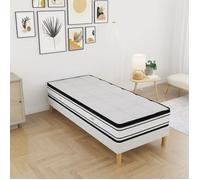 Ensemble GRAND CONFORT Sommier + Matelas 90x200 cm | Hauteur 22cm | Aération optimisée | 4 Pieds | Confort ferme