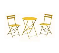 Salon de jardin Table ronde pliante Ø 60 cm + 2 Chaises pliantes Cuba