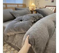 Ensemble Housse Couette En Duvet Ensemble Quatre Pièces - Literie D'hiver | Épais Et Chaud, Antistatique, Doux Et Qin'fu, Lavable En Machine, Entretien Facile, Fermeture Éclair(Dark gray,86.6x94.5")