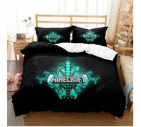 Ensemble housse de couette 140x200 - Alokus - Style Minecraft - Housse + taie - Idéal pour chambre d’enfant