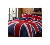 Parure de lit avec Housse de Couette pour lit Double Motif Drapeau Britannique Bleu Rouge et Blanc