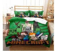 Ensemble housse de couette Minecraft 140x200 - Alokus - 2 pièces - Doux, léger et lavable - Pour chambre enfant