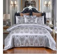 Ensemble Housse de Couette - NEUFU - Jacquard Satiné - 220x240cm - 2 Taies 50x70cm - Gris