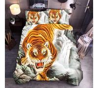 Ensemble Housse De Couette Xcm D Imprim¿¿ Animal Tigre De Descente Pi¿¿Ces Parure De Lit Microfibre Housse De Couette Avec Fermeture ¿¿ Glissi¿¿Re Et Ta