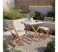 Ensemble Hwc-P71, Salon De Jardin 2 Chaises Et Table, Bois D'acacia Pliable Naturel-Blanc Blanc