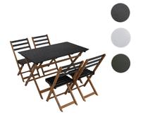 Ensemble HWC-P72, lot de 4 chaises et 1 table, en bois d'acacia pliable naturel-noir