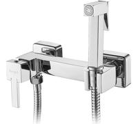 Ensemble Ibergrif M22021 pour WC et bidet, avec douchette, à fixer au mur, chromé, avec mélangeur eau chaude/froide