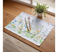 Ensemble Ibzoa® composé de 4 sets de table en coton luxueux, dimensions 33 x 48 cm. Décoration de table printanière/estivale avec motifs floraux, d'abeilles et de papillons, 100% coton
