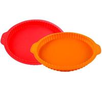 Ensemble Ibzoa® comprenant 2 moules ronds en silicone pour tartes et quiches – adaptés au lave-vaisselle et résistants à la chaleur, antiadhésifs, dimensions : 31 x 28,5 x 2,7 cm, couleurs : rouge et 