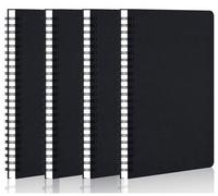 Ensemble Ibzoa® comprenant 4 blocs-notes A5 (14 x 21 cm) à lignes – couverture en papier kraft, reliure spirale, 60 feuilles/120 pages, 80 g/m², recyclable